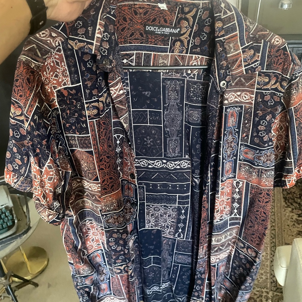 Dolce & Gabbana Red and Blue Casual Button Down Shirt
